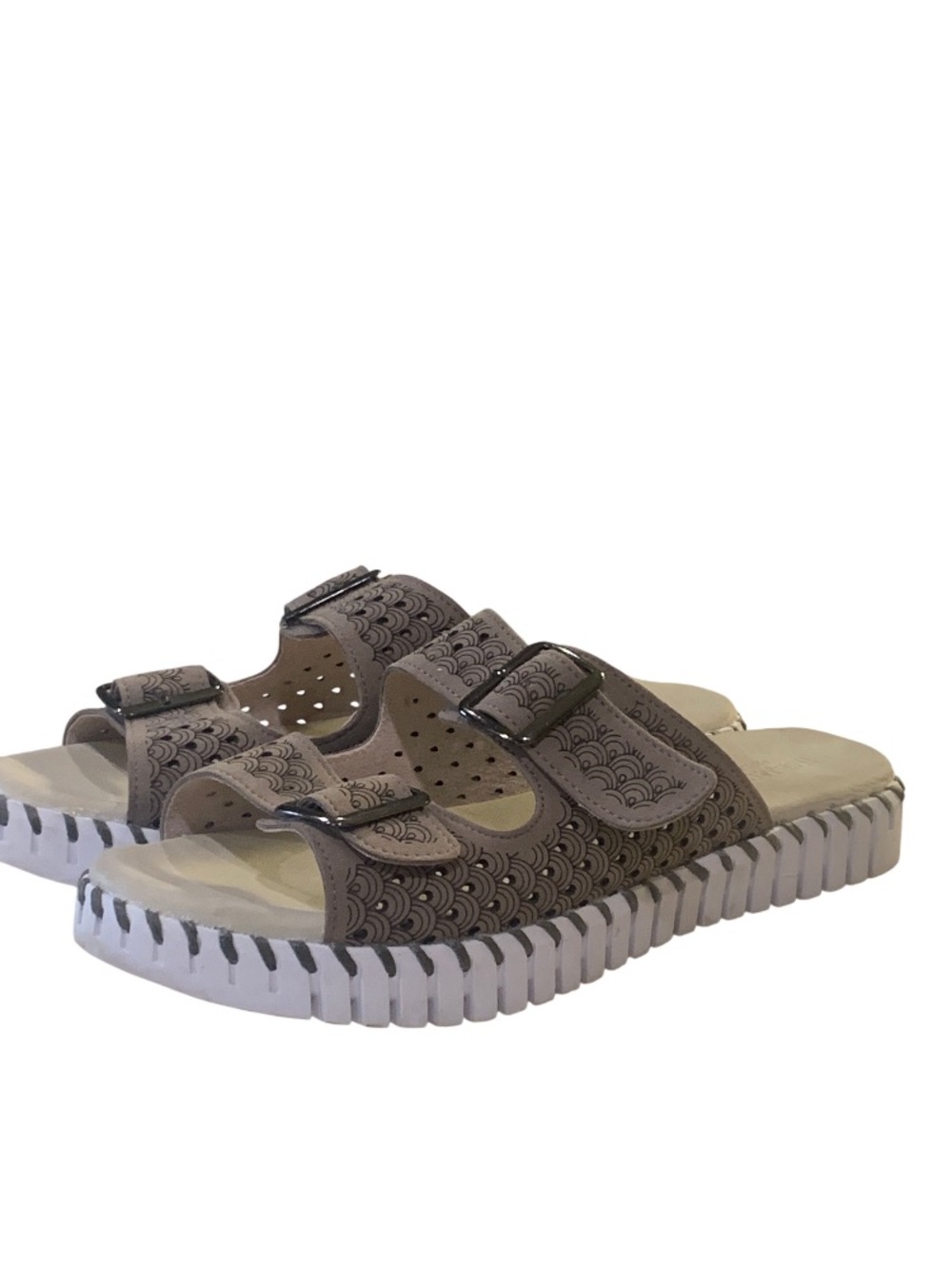 Ilse Jacobsen Tulip Crossband Platform Sandal, Grey, Women Size 39